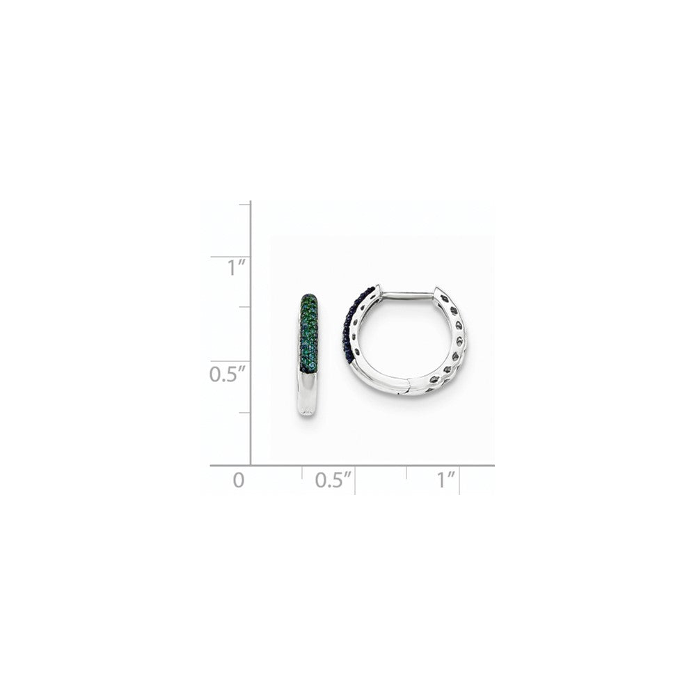 14k White Gold Blue Diamond 2.2mm Hinged Hoops