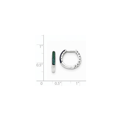 14k White Gold Blue Diamond 2.2mm Hinged Hoops