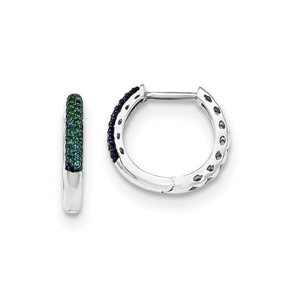 14k White Gold Blue Diamond 2.2mm Hinged Hoops
