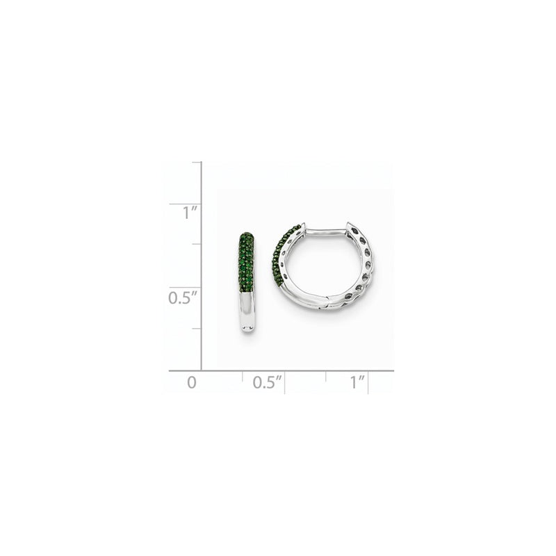 14k White Gold Green Diamond 2.2mm Hinged Hoops