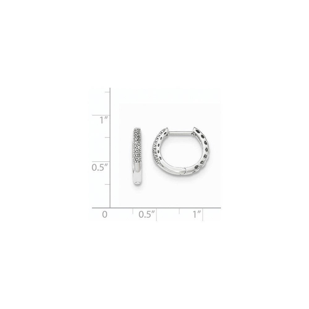 14K White Gold Real Diamond 2mm Hinged Hoop Earrings