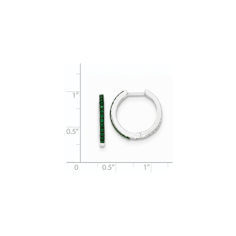 14k White Gold Green Diamond 1.6mm Hinged Hoops
