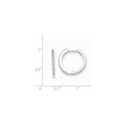 14K White Gold Real Diamond 1.5mm Hinged Hoop Earrings