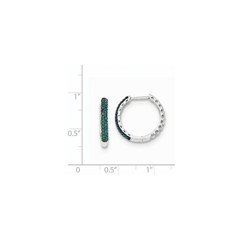 14k White Gold Blue Diamond 2.25mm Hinged Hoops