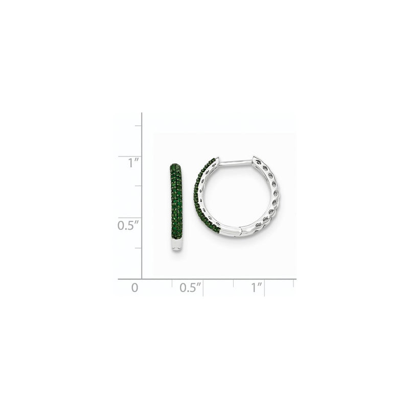 14k White Gold Green Diamond 2.25mm Hinged Hoops