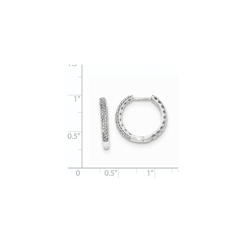 14K White Gold Real Diamond 2mm Hinged Hoop Earrings