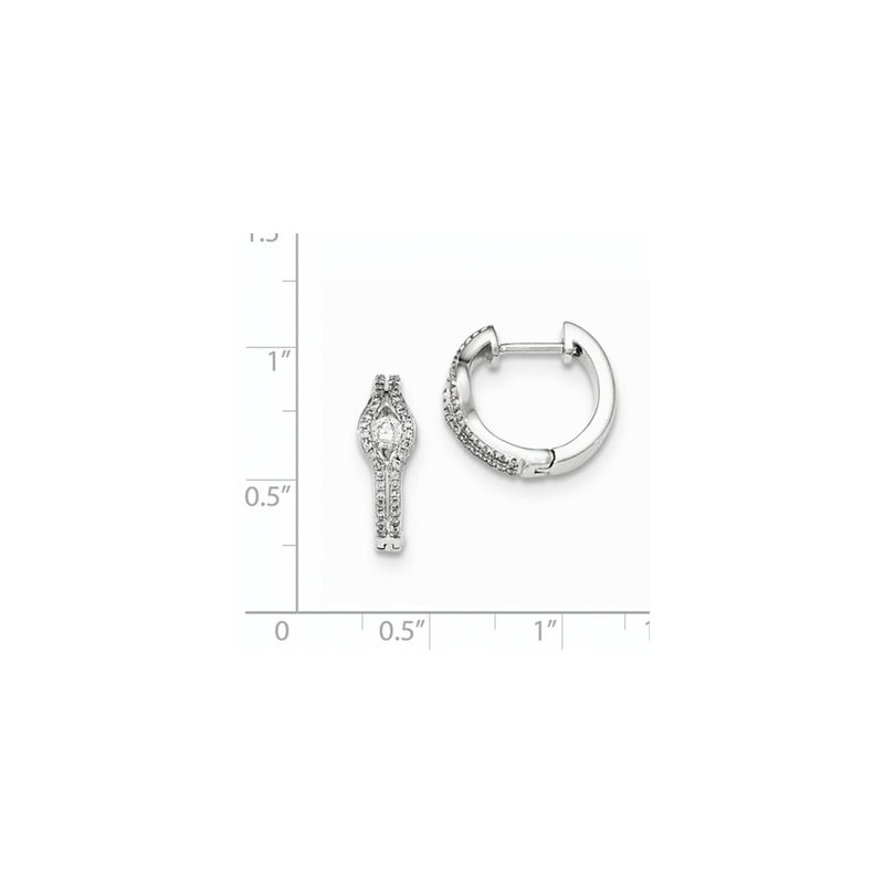 14K White Gold Polished Real Diamond Hinged Hoop Earrings