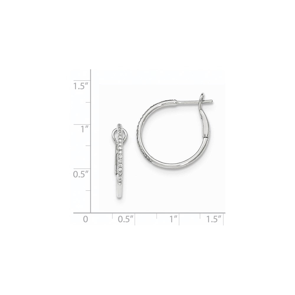 14k White Gold Real Diamond Hinged Hoop Earrings