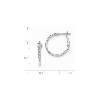 14k White Gold Real Diamond Hinged Hoop Earrings
