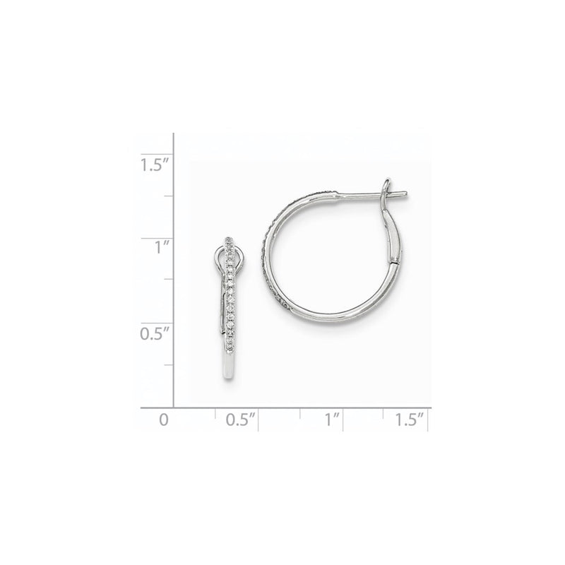 14k White Gold Real Diamond Hinged Hoop Earrings
