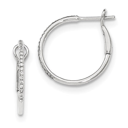 14k White Gold Real Diamond Hinged Hoop Earrings