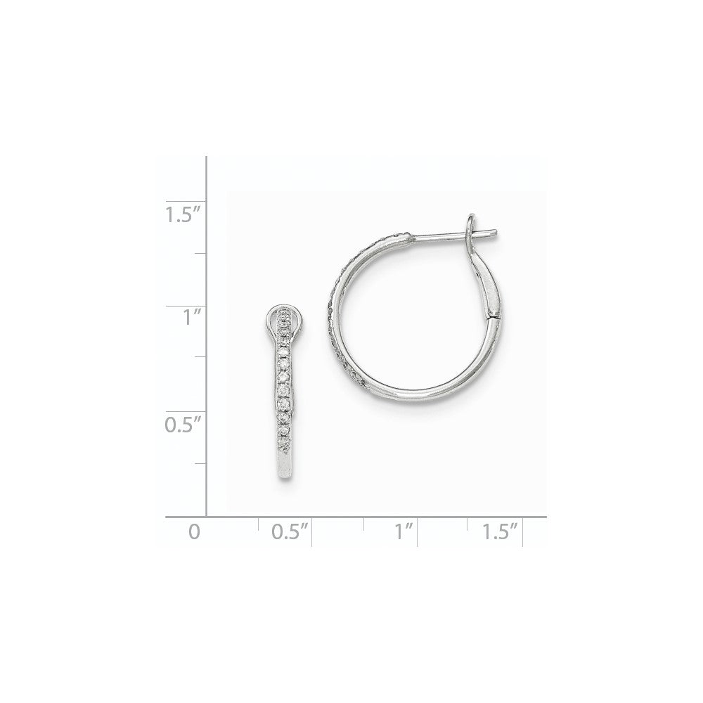 14k White Gold Real Diamond Hinged Hoop Earrings