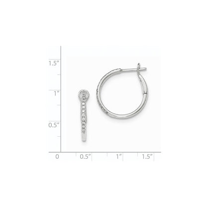 14k White Gold Real Diamond Hinged Hoop Earrings