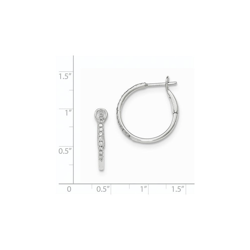 14k White Gold Real Diamond Hinged Hoop Earrings