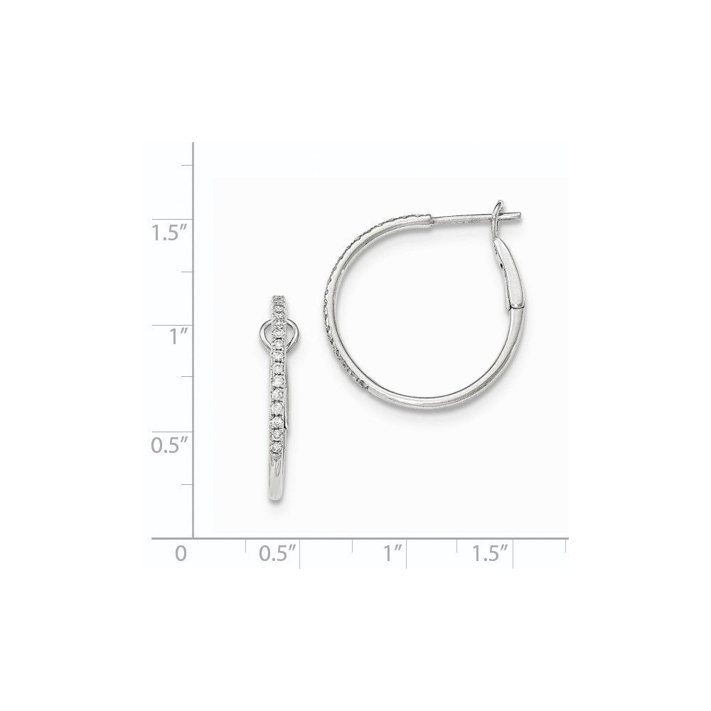 14k White Gold Real Diamond Hinged Hoop Earrings