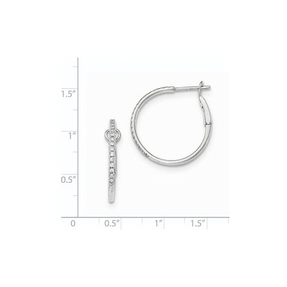 14k White Gold Real Diamond Hinged Hoop Earrings