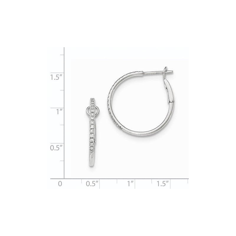 14k White Gold Real Diamond Hinged Hoop Earrings