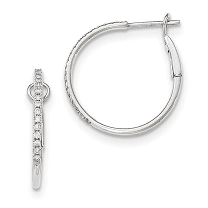 14k White Gold Real Diamond Hinged Hoop Earrings
