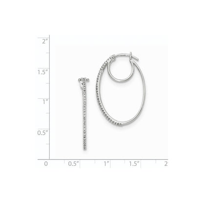 14K White Gold Real Diamond Hinged Hoop Earrings