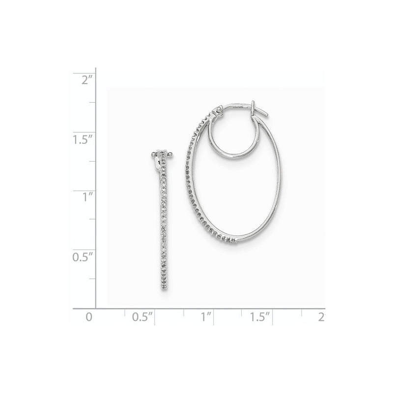 14K White Gold Real Diamond Hinged Hoop Earrings