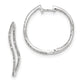 14k White Gold In/Out Real Diamond Hinged Twisted Round Hoop Earrings