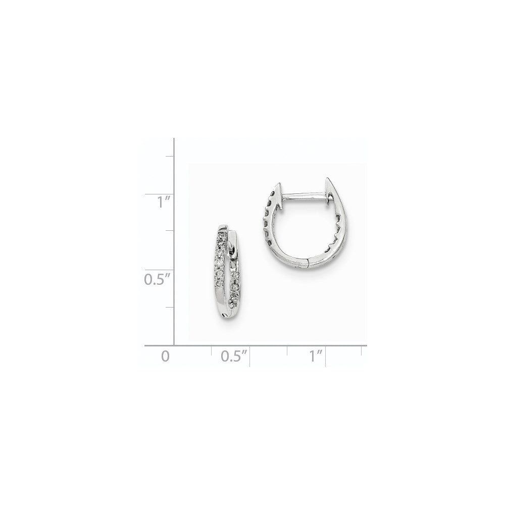 14K White Gold Inside/Out Real Diamond Hinged Hoop Earrings