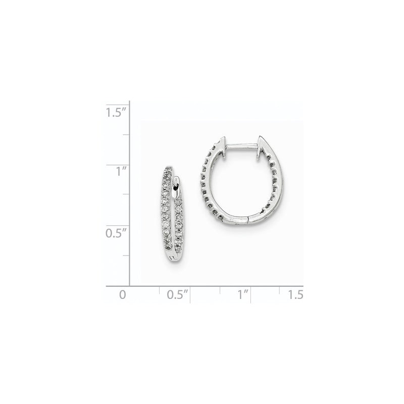 14K White Gold Inside/Out Real Diamond Hinged Hoop Earrings