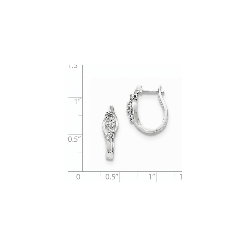 14k White Gold Polished 3 Stone Real Diamond Hinged Post Earrings