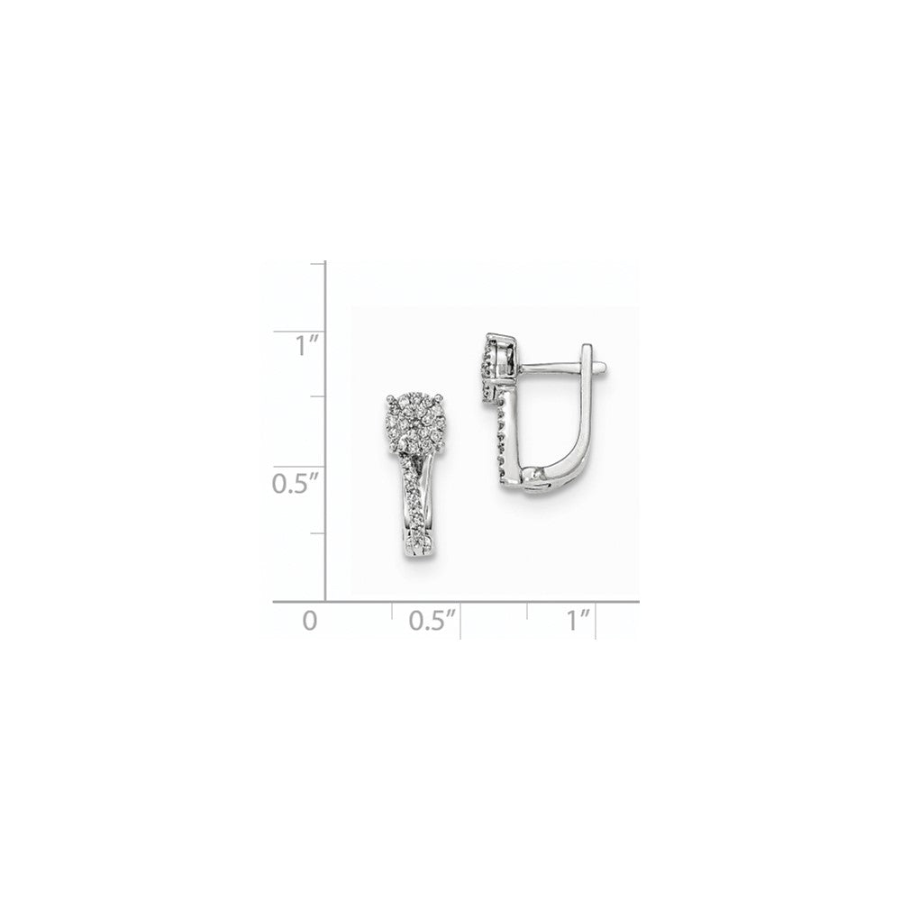 14k White Gold Real Diamond Hinged Earrings