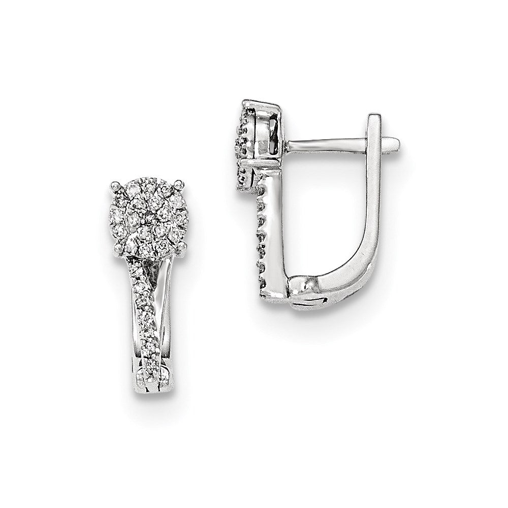 14k White Gold Real Diamond Hinged Earrings