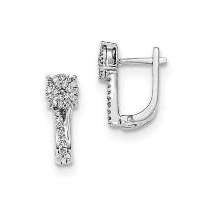 14k White Gold Real Diamond Hinged Earrings
