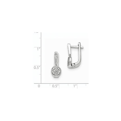 14k White Gold Real Diamond Hinged Earrings