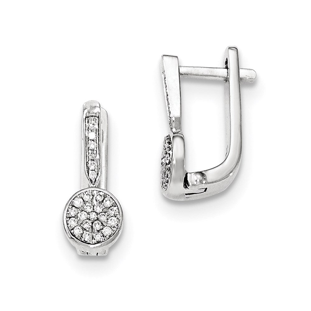 14k White Gold Real Diamond Hinged Earrings