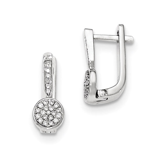 14k White Gold Real Diamond Hinged Earrings