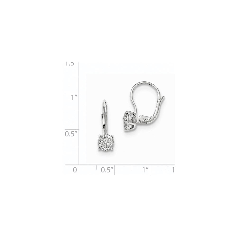 14k White Gold Real Diamond Leverback Earrings