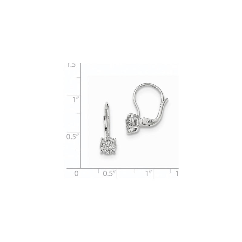 14k White Gold Real Diamond Leverback Earrings