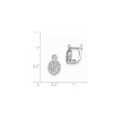 14k White Gold Real Diamond Hinged Earrings