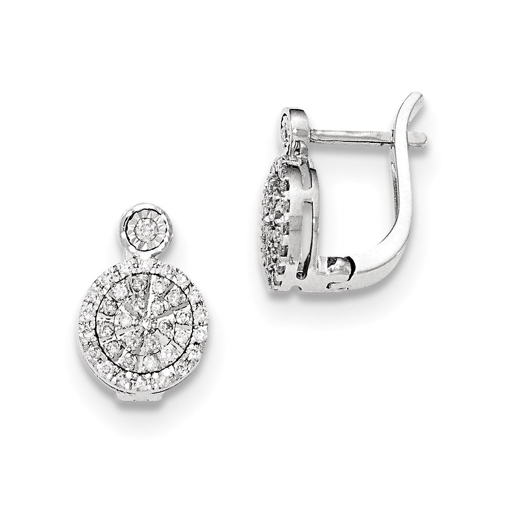 14k White Gold Real Diamond Hinged Earrings