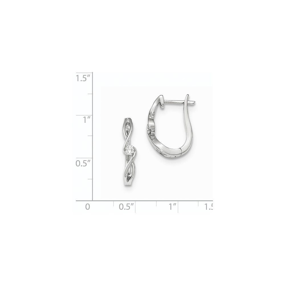 14kt White Gold Polished Real Diamond Hinged Post Earrings