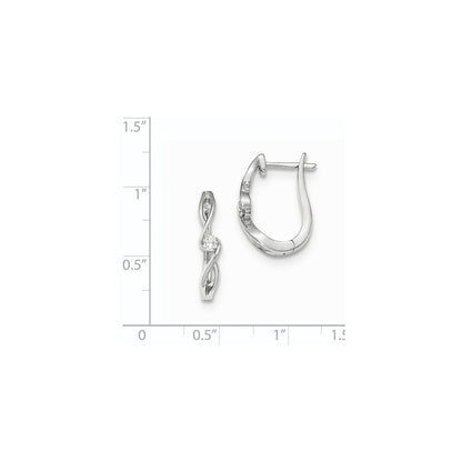 14kt White Gold Polished Real Diamond Hinged Post Earrings