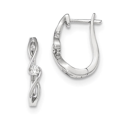 14kt White Gold Polished Real Diamond Hinged Post Earrings
