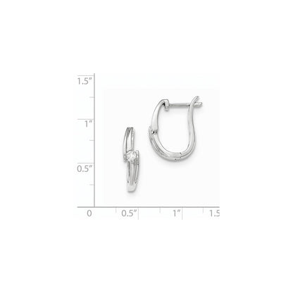 14kt White Gold Polished Real Diamond Hinged Post Earrings
