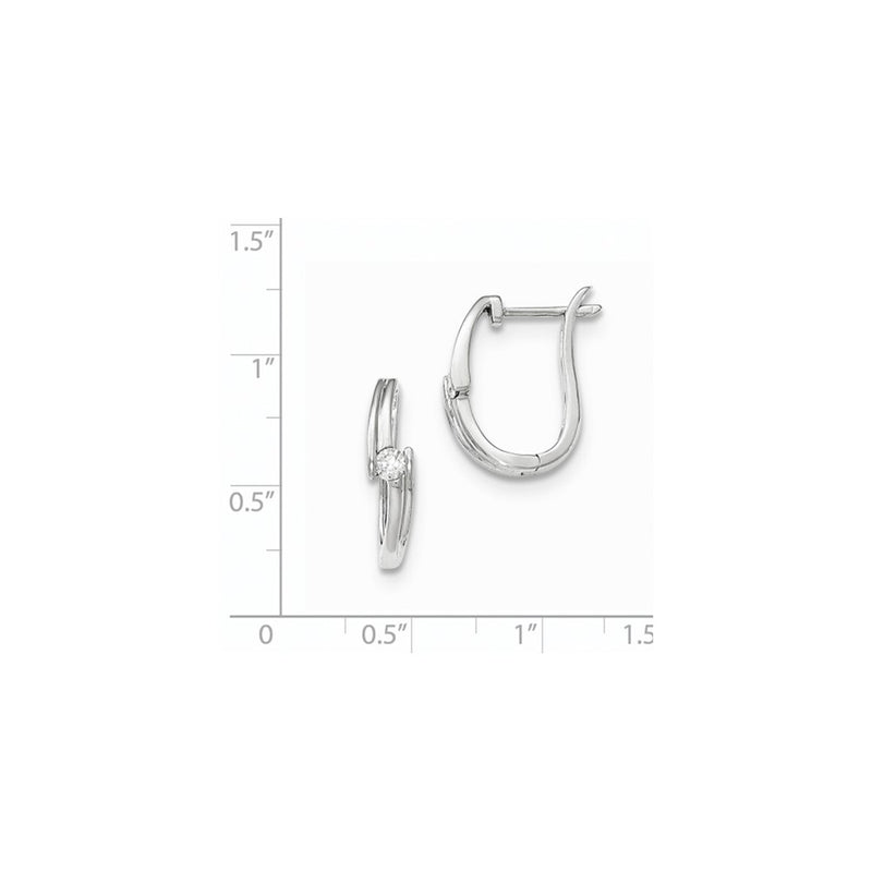 14kt White Gold Polished Real Diamond Hinged Post Earrings