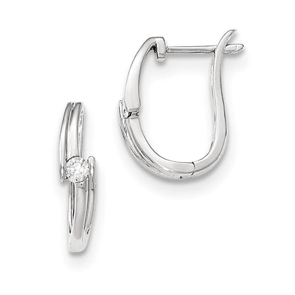 14kt White Gold Polished Real Diamond Hinged Post Earrings
