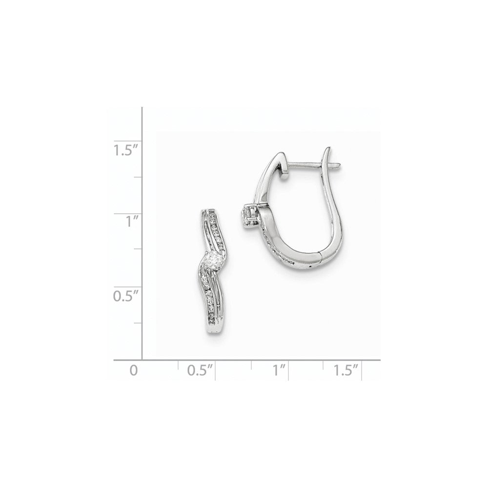 14KT White Gold Polished Real Diamond Hinged Post Earrings