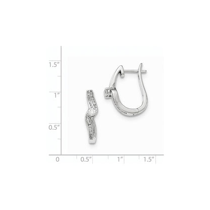 14KT White Gold Polished Real Diamond Hinged Post Earrings