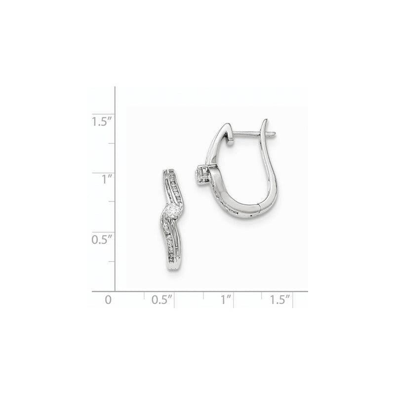14KT White Gold Polished Real Diamond Hinged Post Earrings