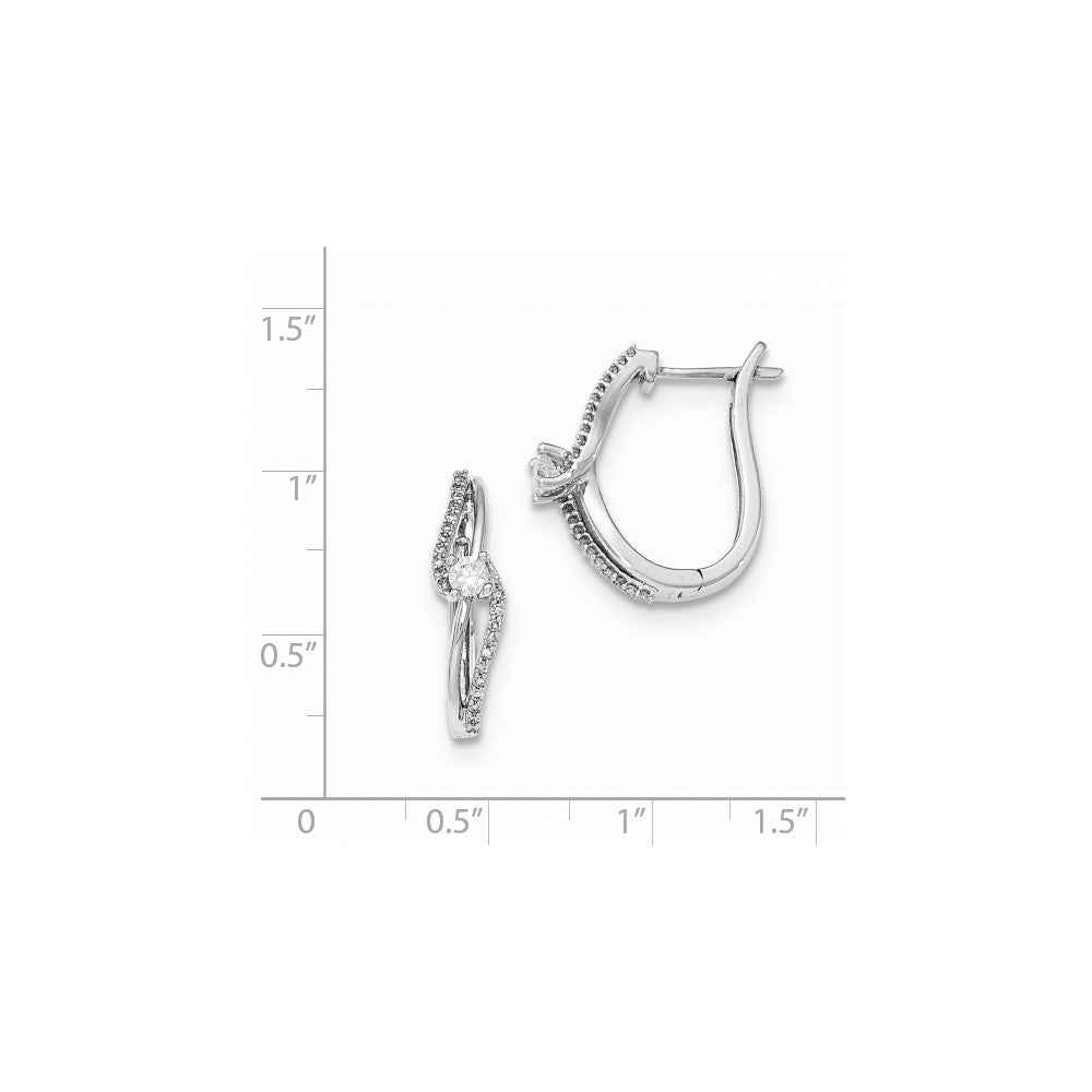 14kt White Gold Polished Real Diamond Hinged Post Earrings
