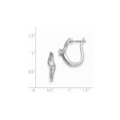 14kt White Gold Polished Real Diamond Hinged Post Earrings