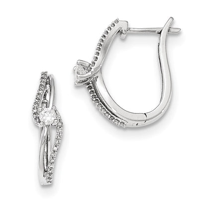 14kt White Gold Polished Real Diamond Hinged Post Earrings